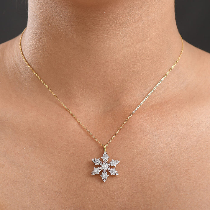 LUXURIANT 1 Ct. Lab Grown Diamond Floral Pendant with Chain in 18K Vermeil Yellow Gold Plated Sterling Silver, 20 Inch 4428607 2