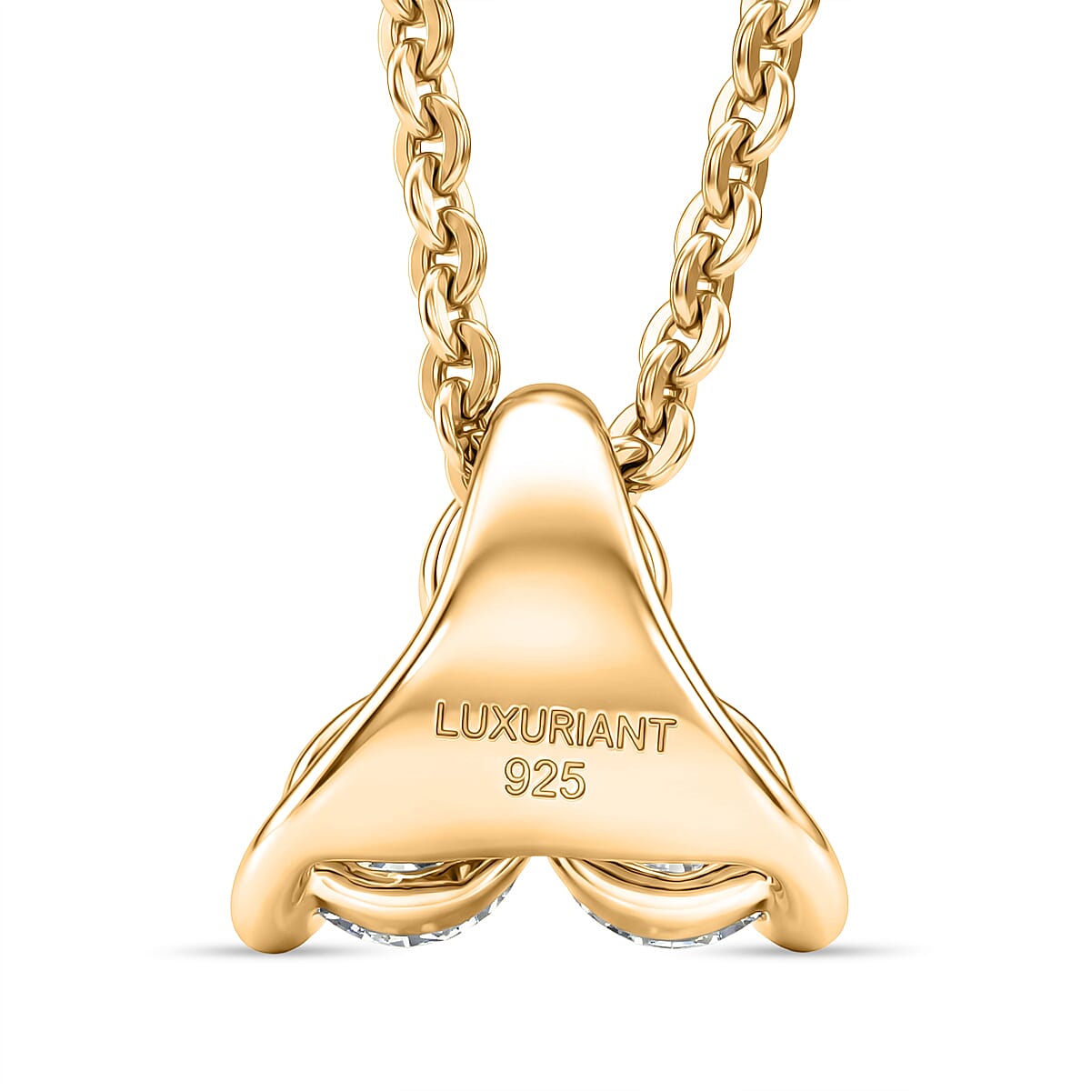 LUXURIANT Lab Grown Diamond Trilogy Pendant with Chain (Size 20) in 18K Vermeil Yellow Gold Over Sterling Silver 4454601 5