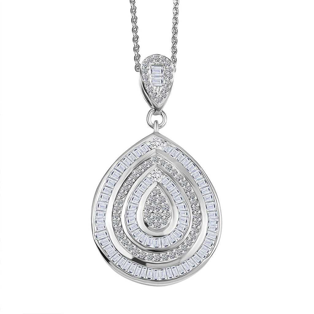 Luxuriant Diamond Lab Grown Diamond (SI-G-H) Pendant with Chain (Size 20) in Rhodium Overlay Sterling Silver 1.00 Ct.