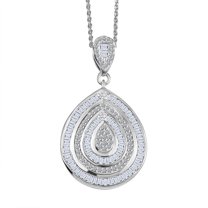 LUXURIANT 1 Ct. Lab Grown Diamond (SI-G-H) TearDrop Pendant with Chain (Size 20) in Rhodium Overlay Sterling Silver 4390780 1