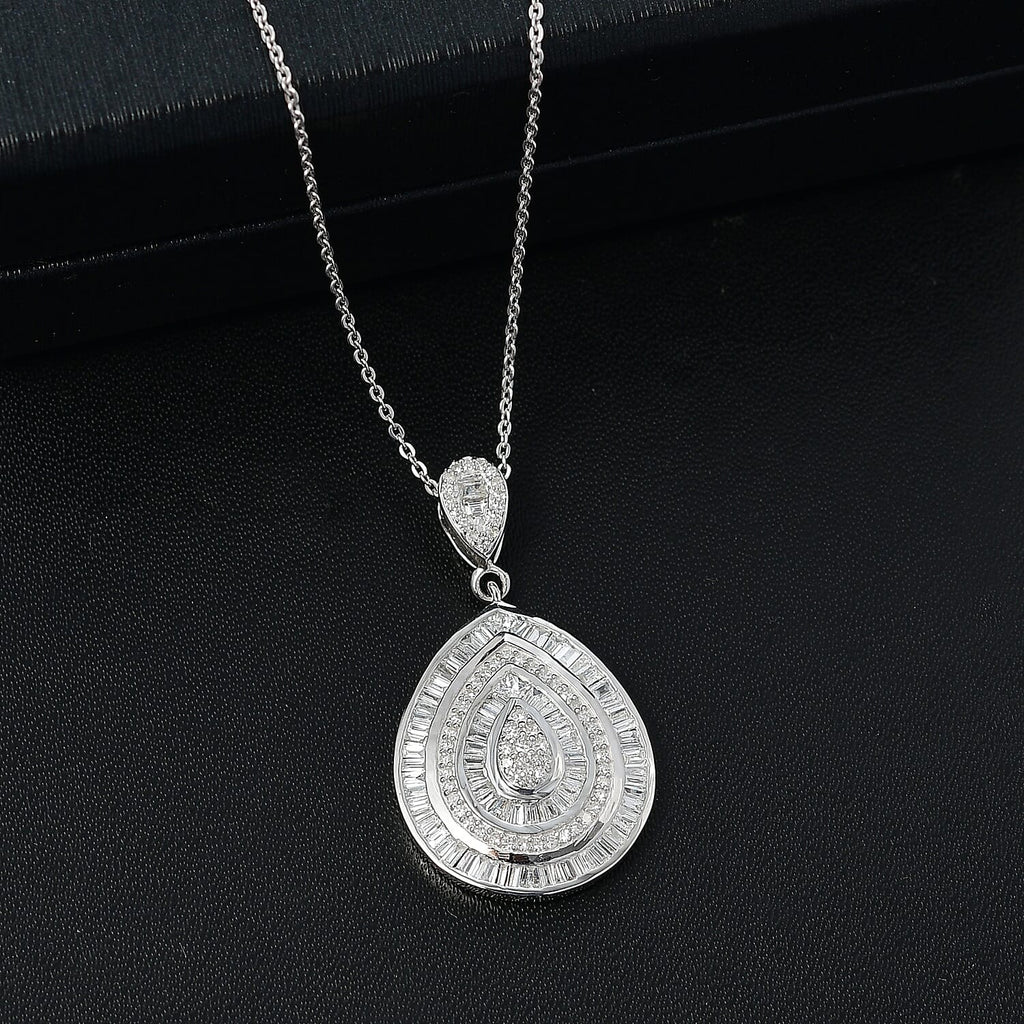 Luxuriant Diamond Lab Grown Diamond (SI-G-H) Pendant with Chain (Size 20) in Rhodium Overlay Sterling Silver 1.00 Ct.