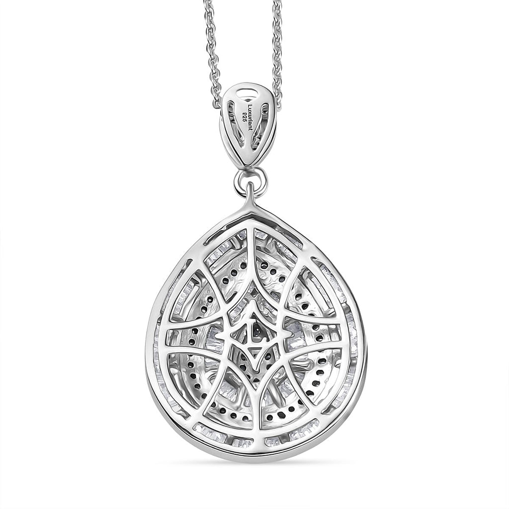 Luxuriant Diamond Lab Grown Diamond (SI-G-H) Pendant with Chain (Size 20) in Rhodium Overlay Sterling Silver 1.00 Ct.