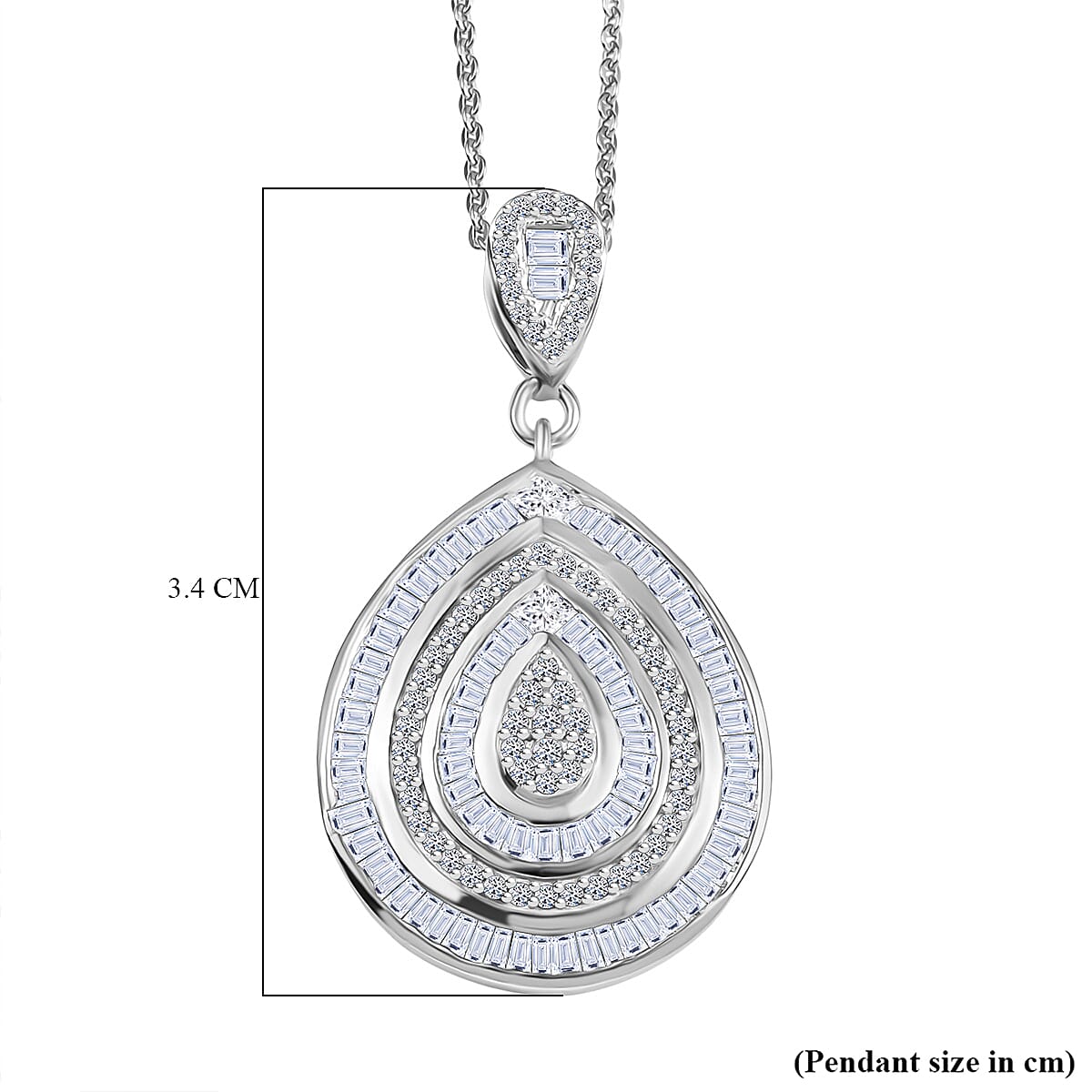 LUXURIANT 1 Ct. Lab Grown Diamond (SI-G-H) TearDrop Pendant with Chain (Size 20) in Rhodium Overlay Sterling Silver 4390780 7