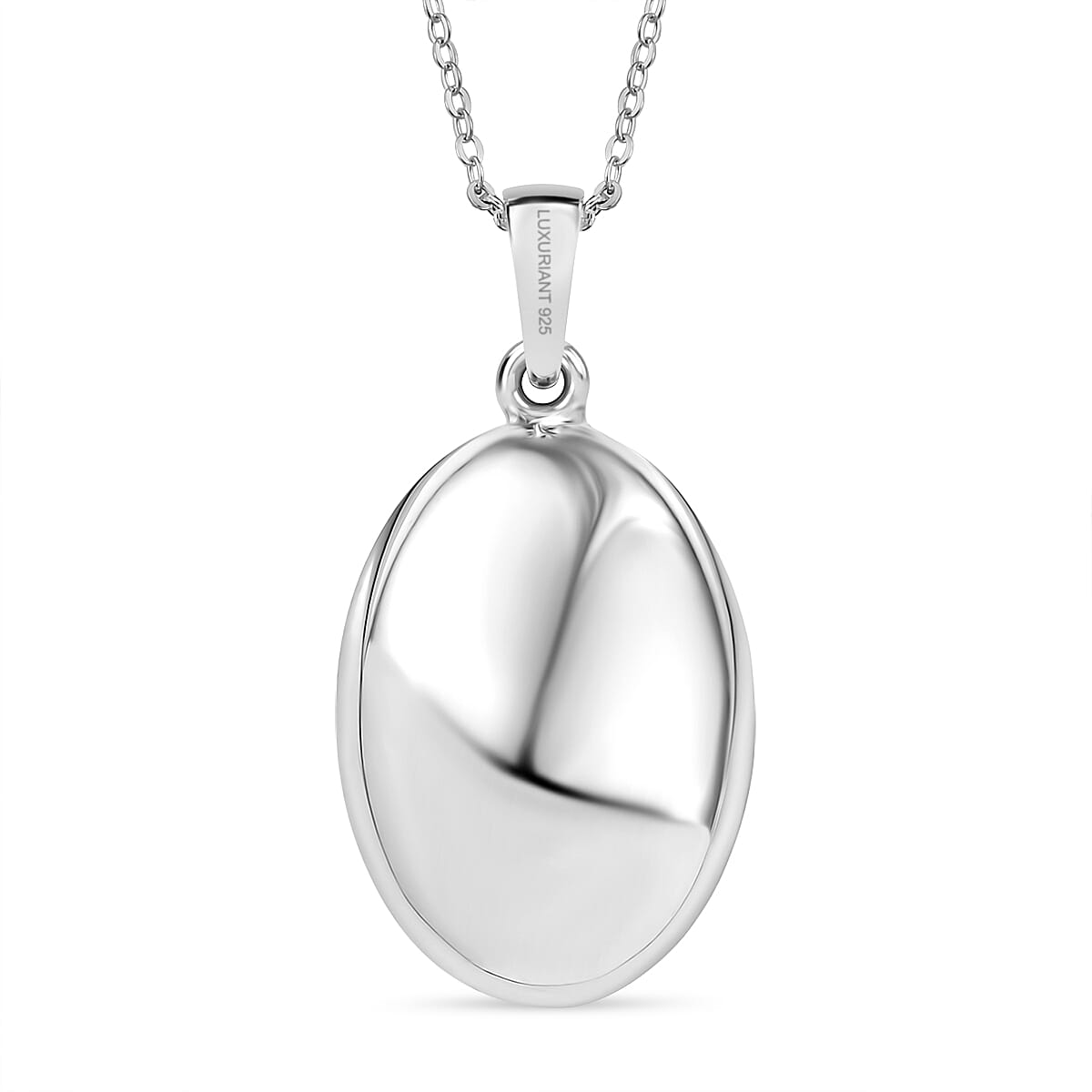 LUXURIANT Lab Grown Diamond Star Oval Shape Pendant with Chain (Size 20) in Rhodium Overlay Sterling Silver 4403048 5