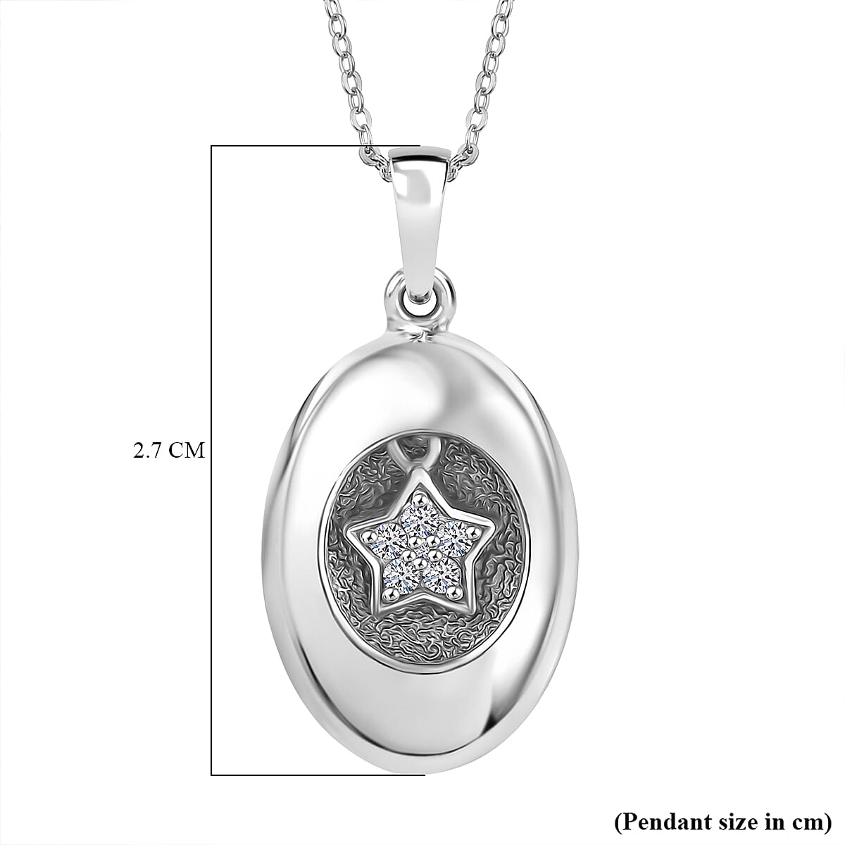 LUXURIANT Lab Grown Diamond Star Oval Shape Pendant with Chain (Size 20) in Rhodium Overlay Sterling Silver 4403048 7