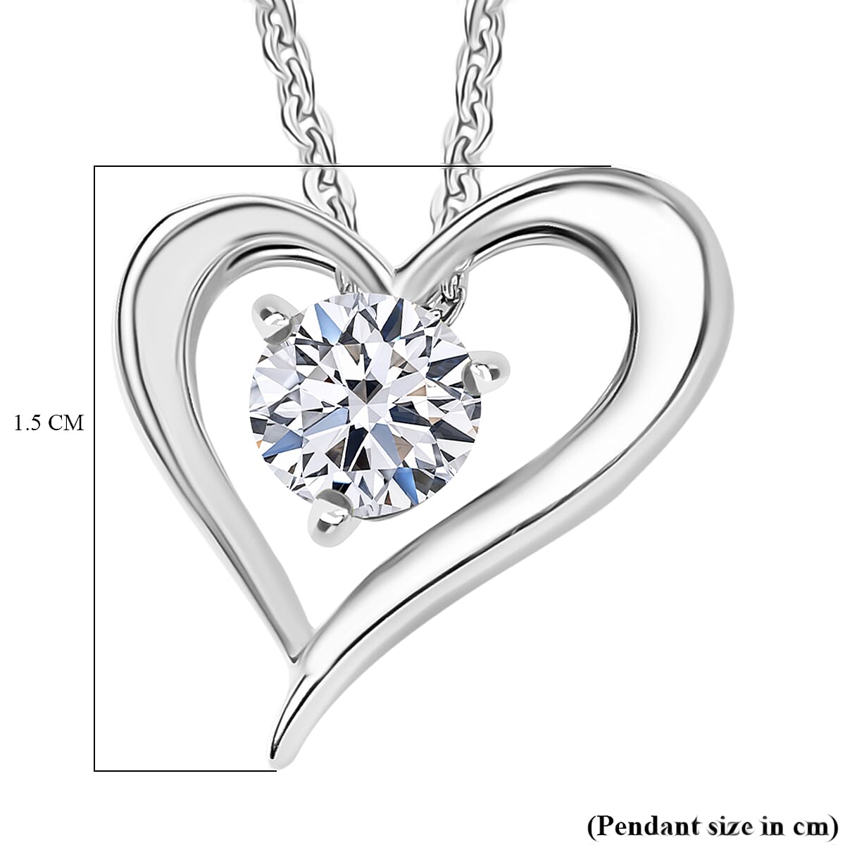 Luxuriant SI-GH Lab Grown Diamond Open Heart Solitaire Pendant with Chain in Rhodium Overlay Sterling Silver (0.50 Ct.) 4410000 6