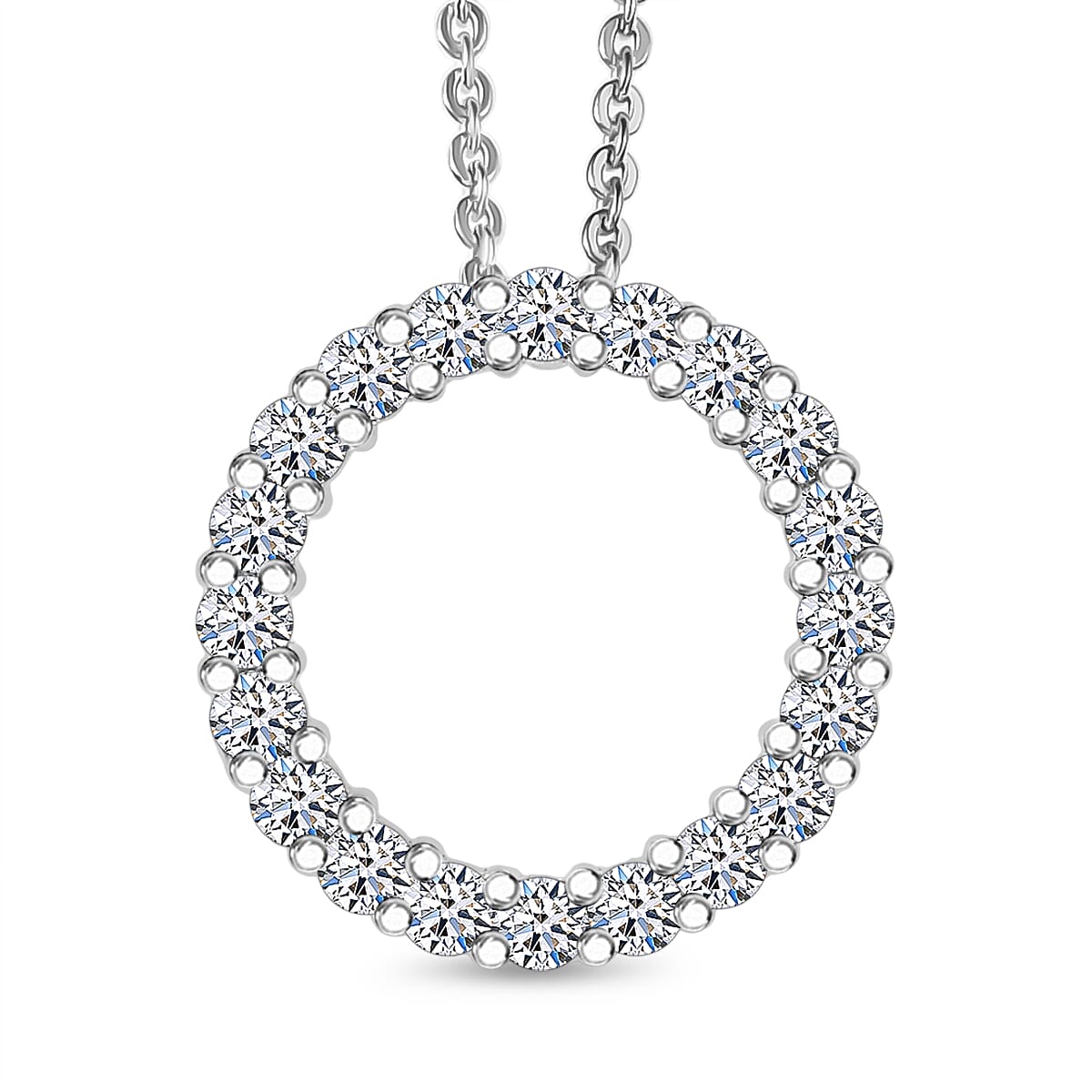 LUXURIANT 0.25 Ct. Lab Grown Diamond Circle of Life Pendant with Chain (Size 20) in Rhodium Overlay Sterling Silver  (SI-GH) 4428221 0