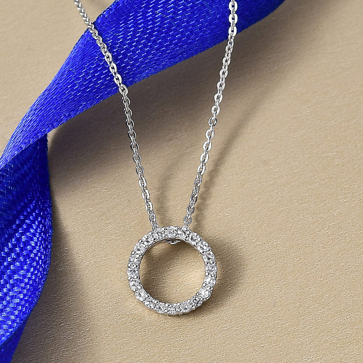 LUXURIANT 0.25 Ct. Lab Grown Diamond Circle of Life Pendant with Chain (Size 20) in Rhodium Overlay Sterling Silver  (SI-GH) 4428221 3