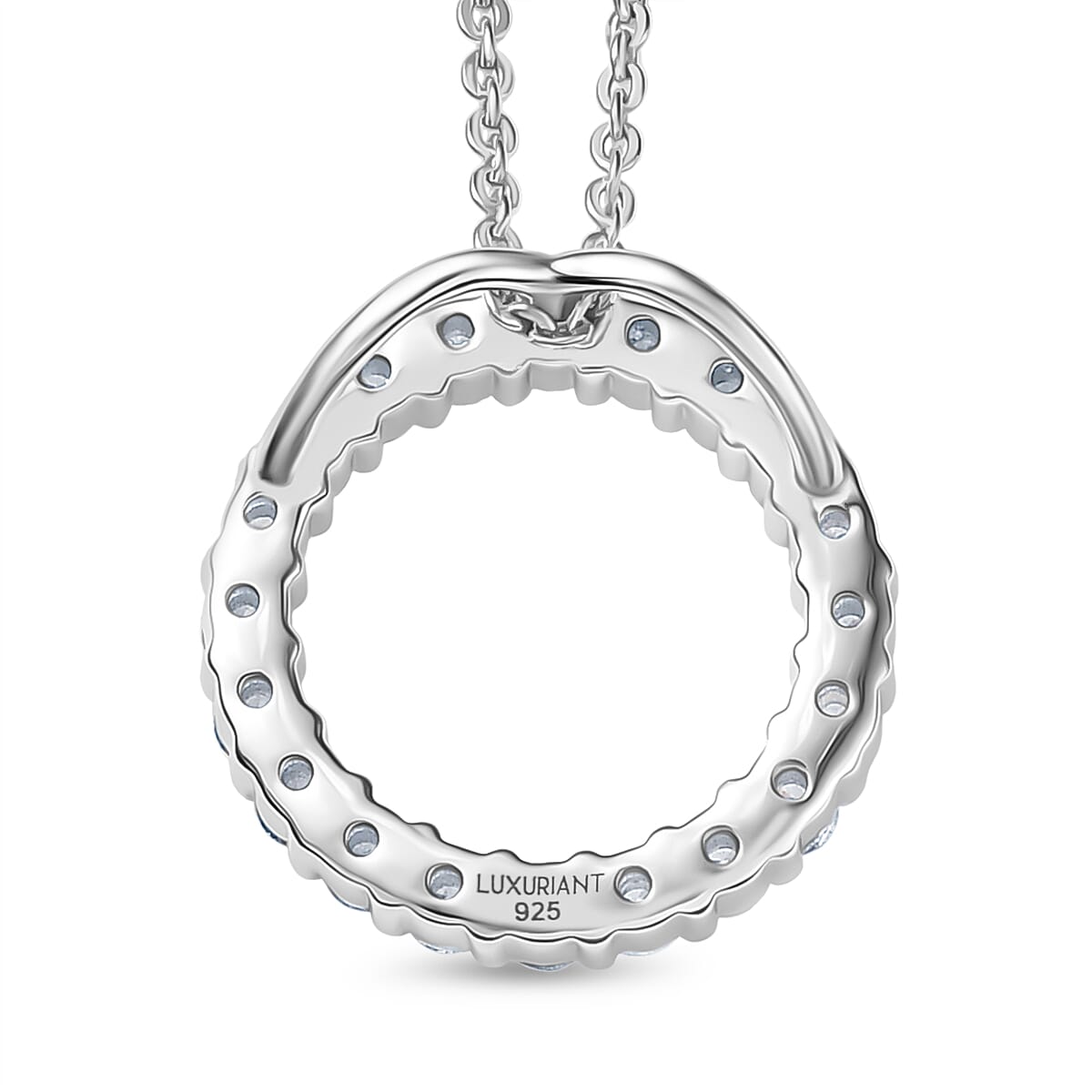 LUXURIANT 0.25 Ct. Lab Grown Diamond Circle of Life Pendant with Chain (Size 20) in Rhodium Overlay Sterling Silver  (SI-GH) 4428221 5