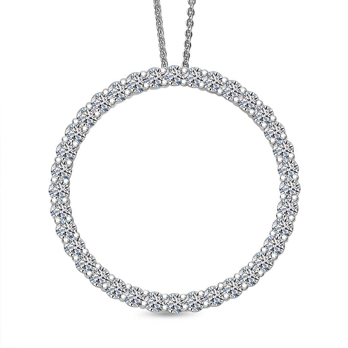 LUXURIANT 2 Ct. Lab Grown Diamond Circle Of Life Pendant with Chain (Size 20) in Rhodium Overlay Sterling Silver (SI-GH) 4428241 1
