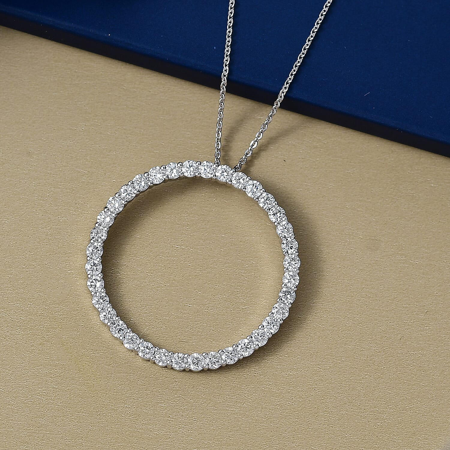 LUXURIANT 2 Ct. Lab Grown Diamond Circle Of Life Pendant with Chain (Size 20) in Rhodium Overlay Sterling Silver (SI-GH) 4428241 3