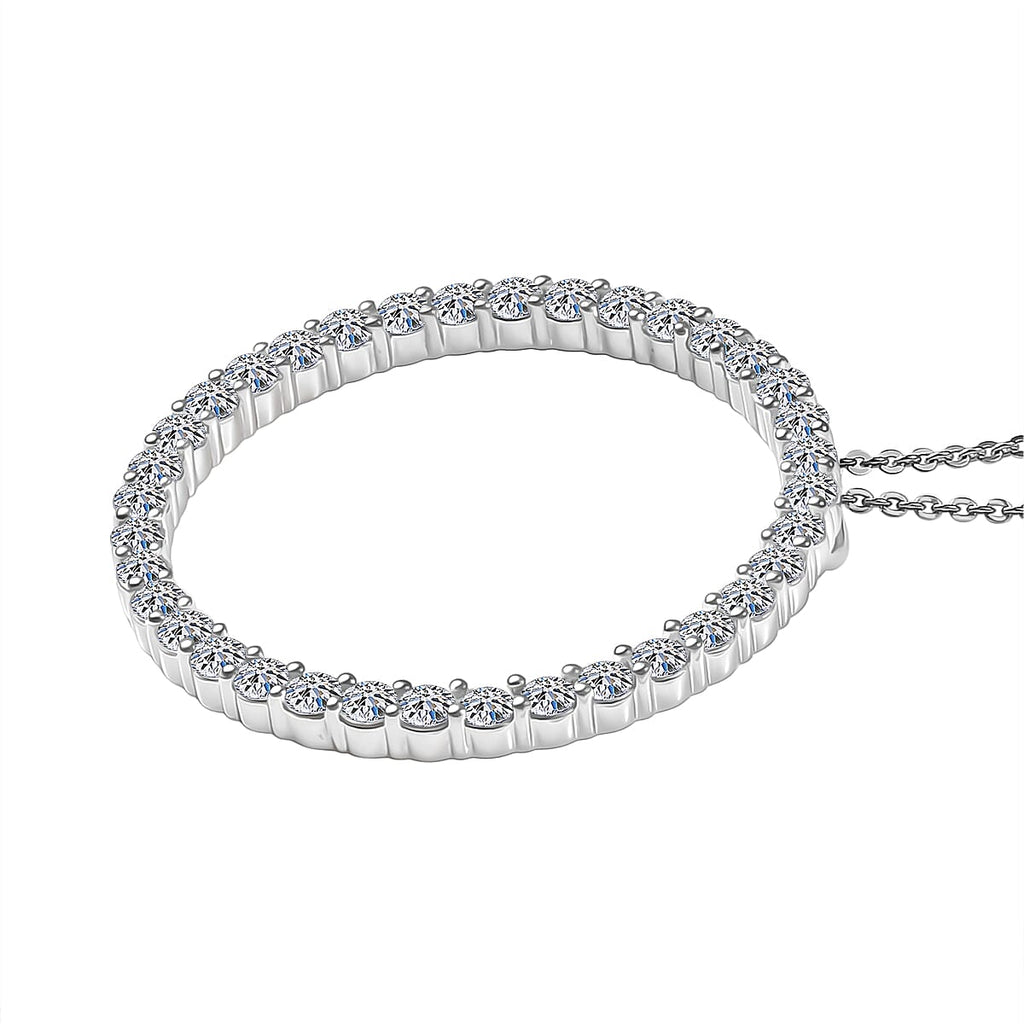 Luxuriant Lab Grown Diamond (SI-GH) Pendant with Chain (Size 20) in Rhodium Overlay Sterling Silver 2.02 Ct.