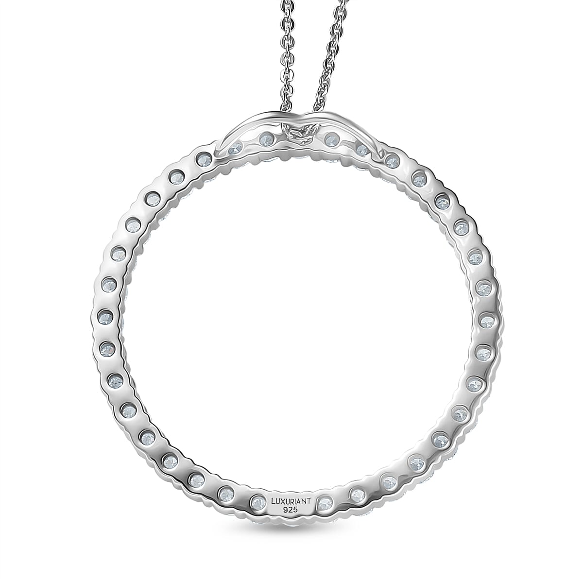 LUXURIANT 2 Ct. Lab Grown Diamond Circle Of Life Pendant with Chain (Size 20) in Rhodium Overlay Sterling Silver (SI-GH) 4428241 5