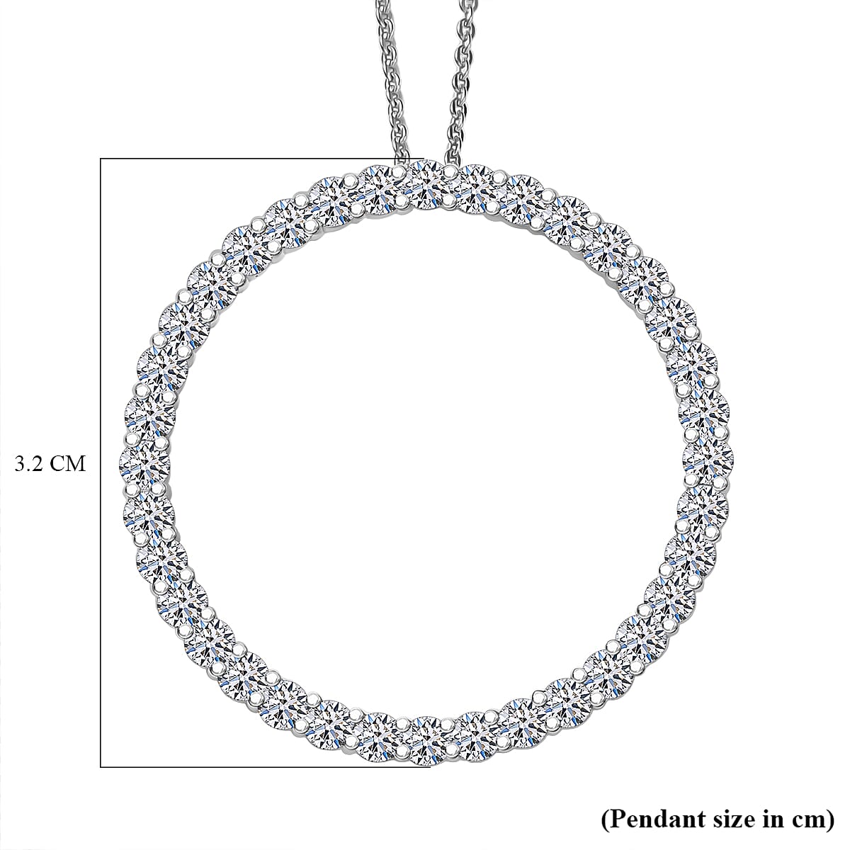 LUXURIANT 2 Ct. Lab Grown Diamond Circle Of Life Pendant with Chain (Size 20) in Rhodium Overlay Sterling Silver (SI-GH) 4428241 7