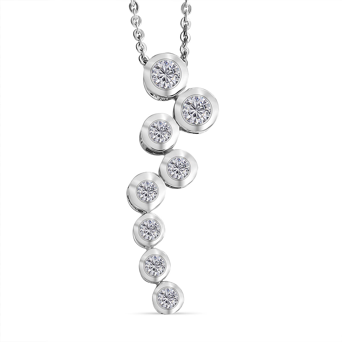 Lab Grown Diamond Pendant with Chain (Size 20) in Rhodium Overlay Sterling Silver 0.39 ct  0.510  Ct. 4436868 0