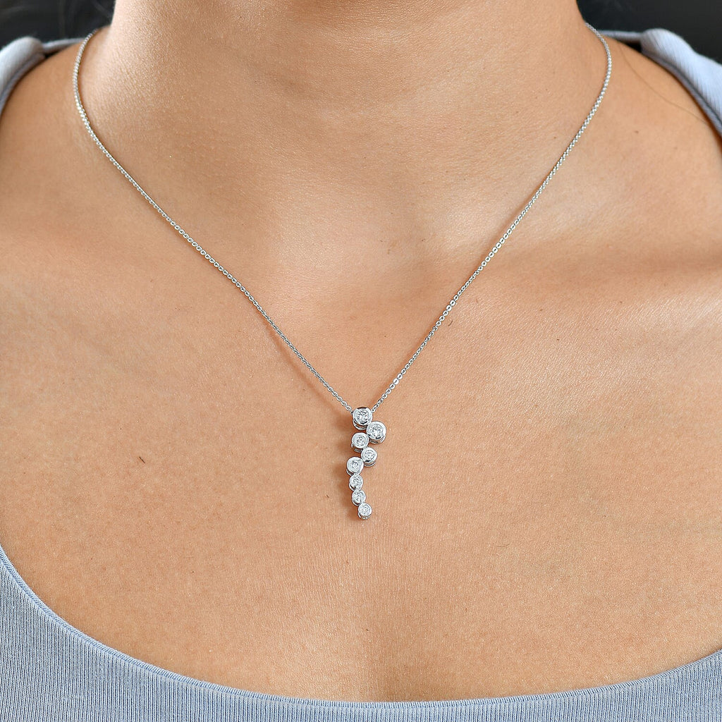 Lab Grown Diamond Pendant with Chain (Size 20) in Rhodium Overlay Sterling Silver 0.39 ct  0.510  Ct.