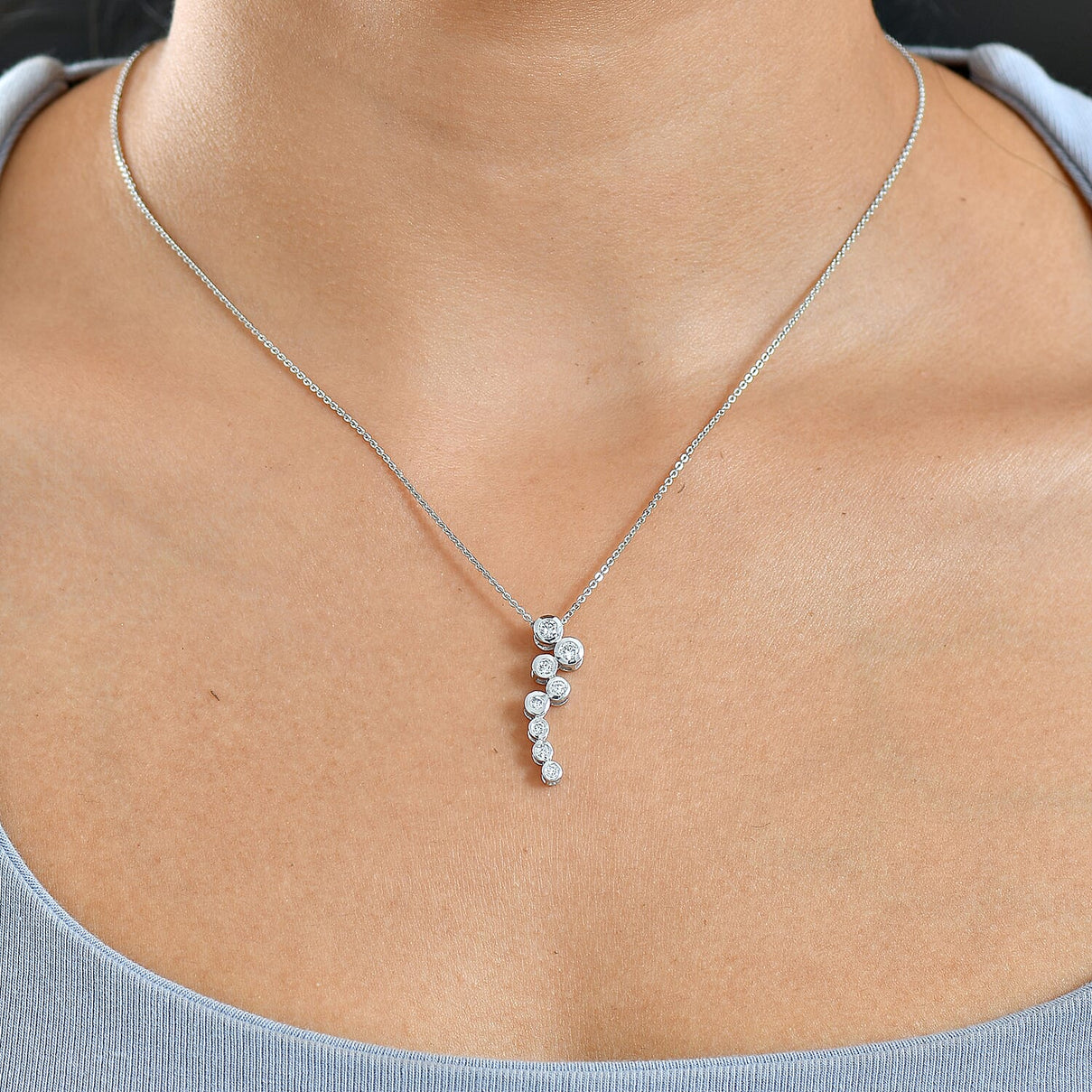 Lab Grown Diamond Pendant with Chain (Size 20) in Rhodium Overlay Sterling Silver 0.39 ct  0.510  Ct. 4436868 2