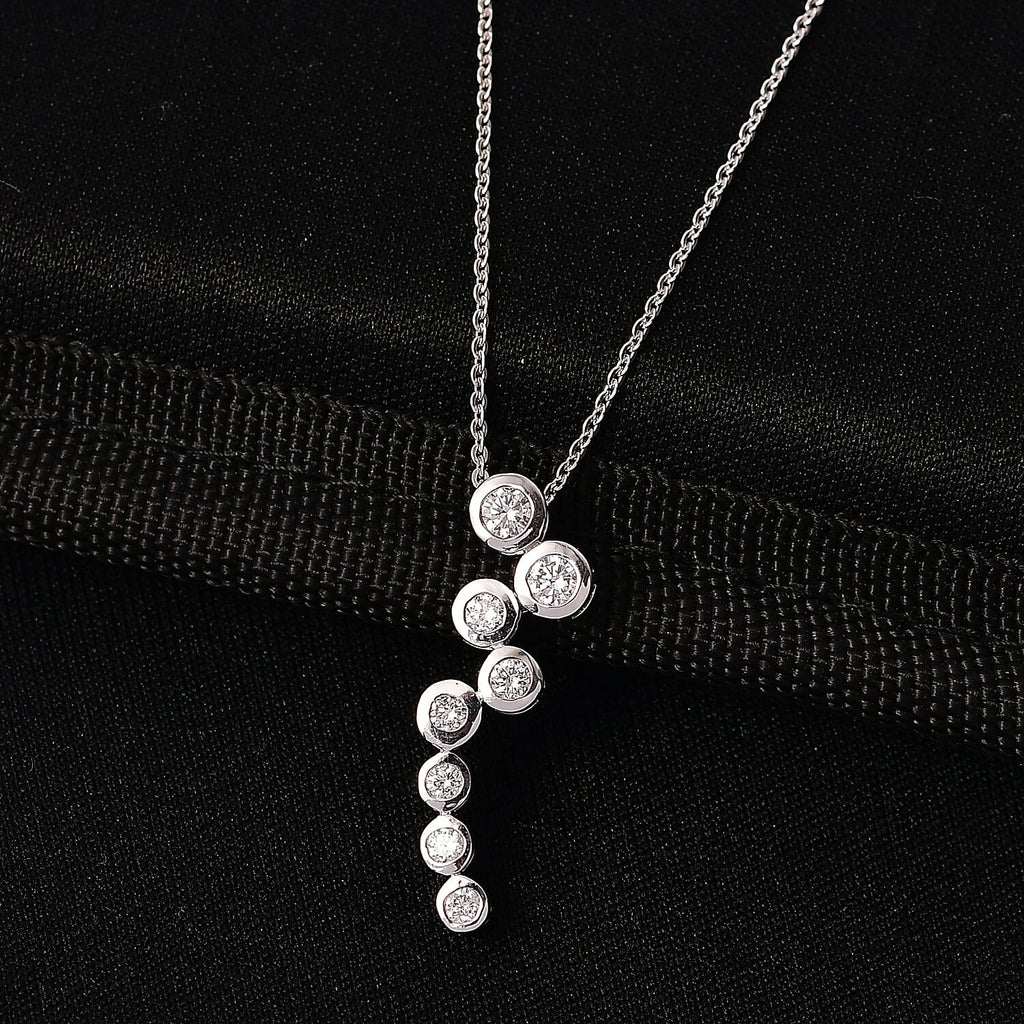 Lab Grown Diamond Pendant with Chain (Size 20) in Rhodium Overlay Sterling Silver 0.39 ct  0.510  Ct.