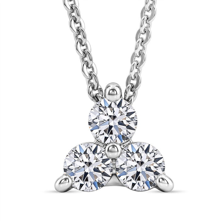 LUXURIANT Lab Grown Diamond Trilogy Pendant with Chain (Size 20) in Rhodium Overlay Sterling Silver 4454600 1