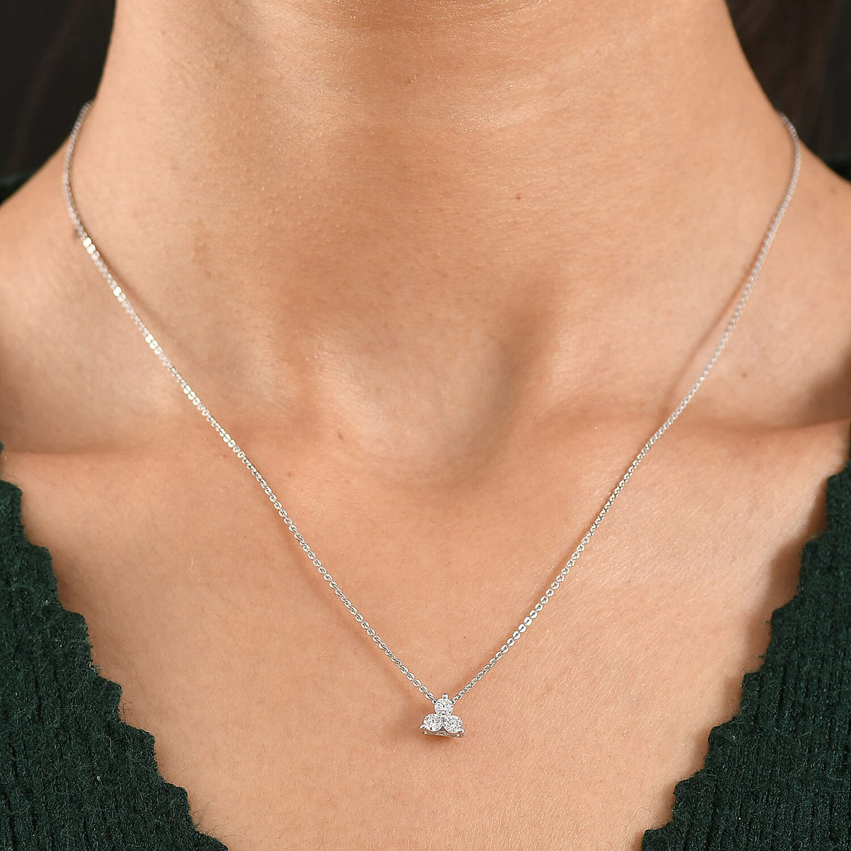 LUXURIANT Lab Grown Diamond Trilogy Pendant with Chain (Size 20) in Rhodium Overlay Sterling Silver 4454600 2