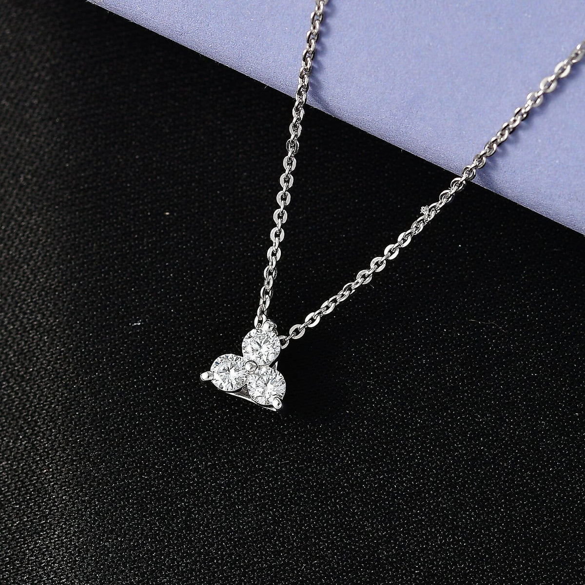 LUXURIANT Lab Grown Diamond Trilogy Pendant with Chain (Size 20) in Rhodium Overlay Sterling Silver 4454600 3