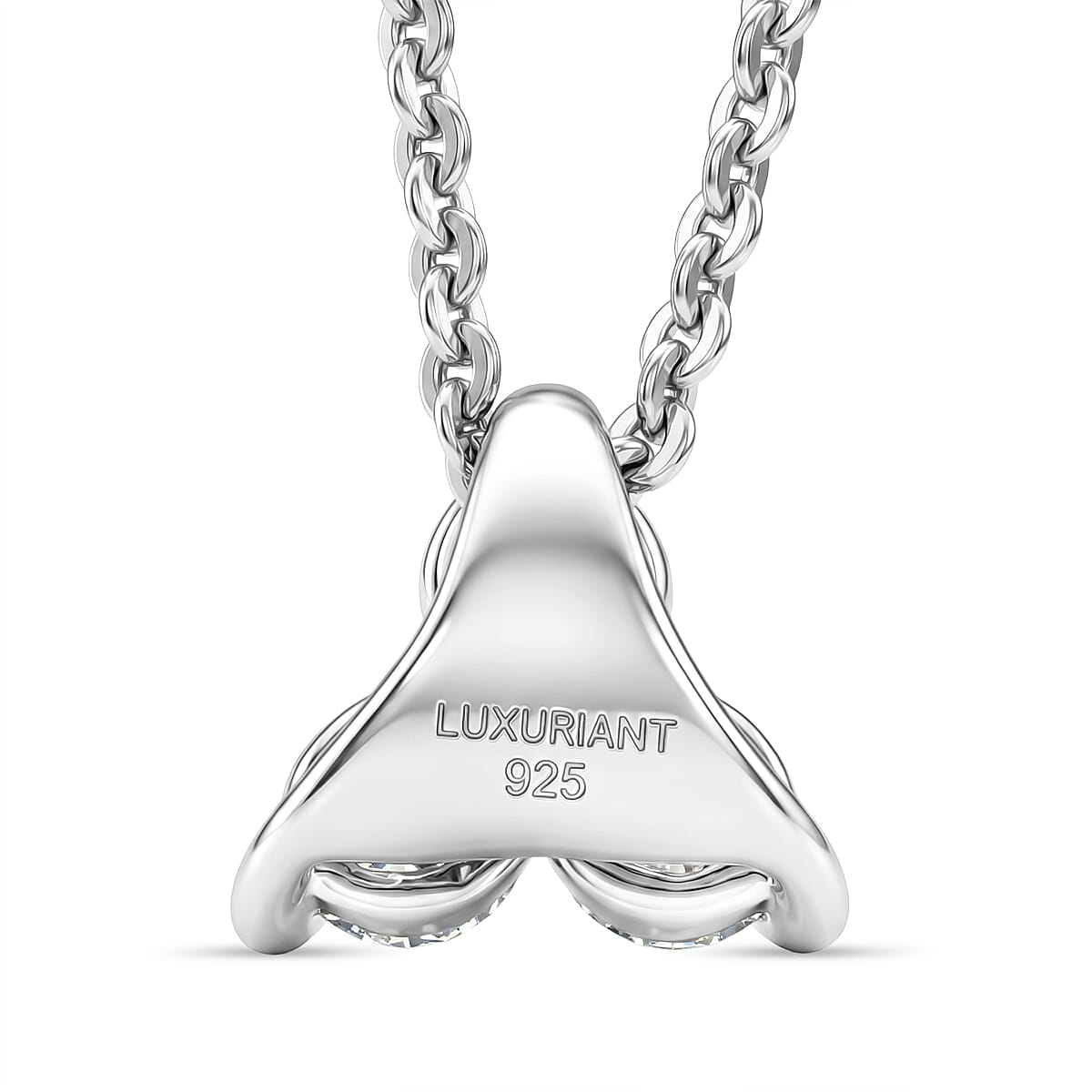 LUXURIANT Lab Grown Diamond Trilogy Pendant with Chain (Size 20) in Rhodium Overlay Sterling Silver 4454600 5