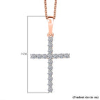Luxuriant Lab Grown Diamond (SI-GH) Cross Pendant with Chain (Size 20) in 18K Vermeil Rose Gold Plated Sterling Silver