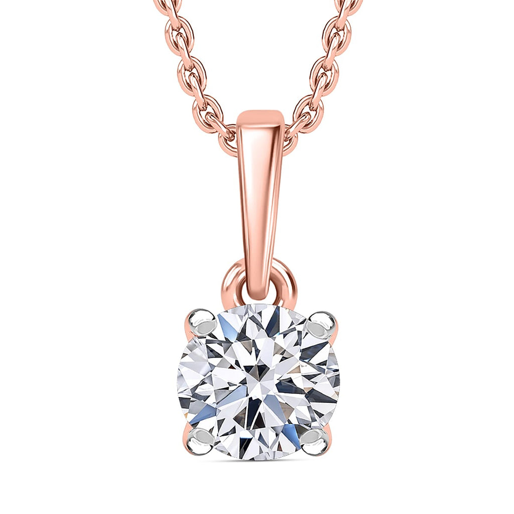 Luxuriant Lab Grown Diamond (SI-GH) Pendant with Chain (Size 20) in 18K Vermeil Rose Gold Plated Sterling Silver 0.52 Ct.