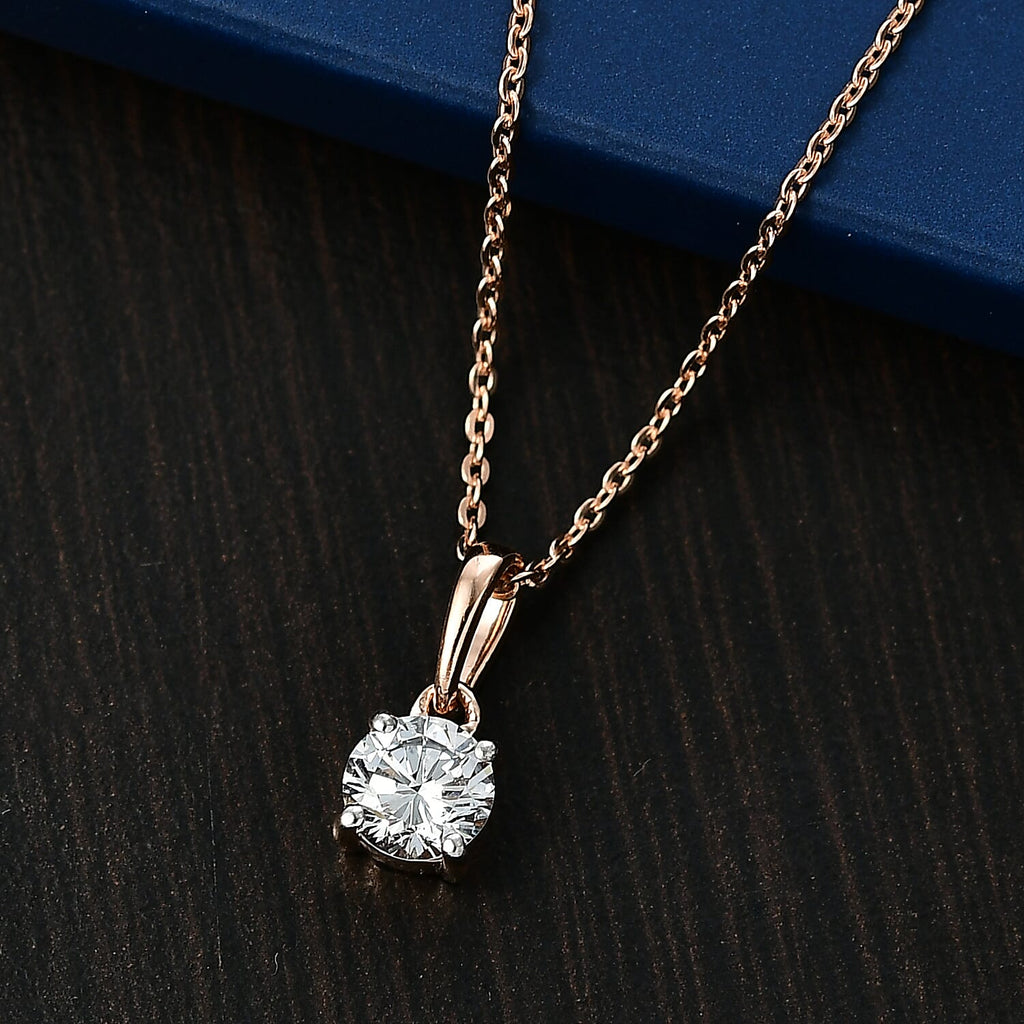 Luxuriant Lab Grown Diamond (SI-GH) Pendant with Chain (Size 20) in 18K Vermeil Rose Gold Plated Sterling Silver 0.52 Ct.