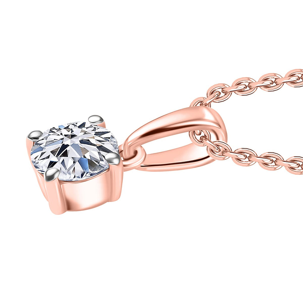 Luxuriant Lab Grown Diamond (SI-GH) Pendant with Chain (Size 20) in 18K Vermeil Rose Gold Plated Sterling Silver 0.52 Ct.