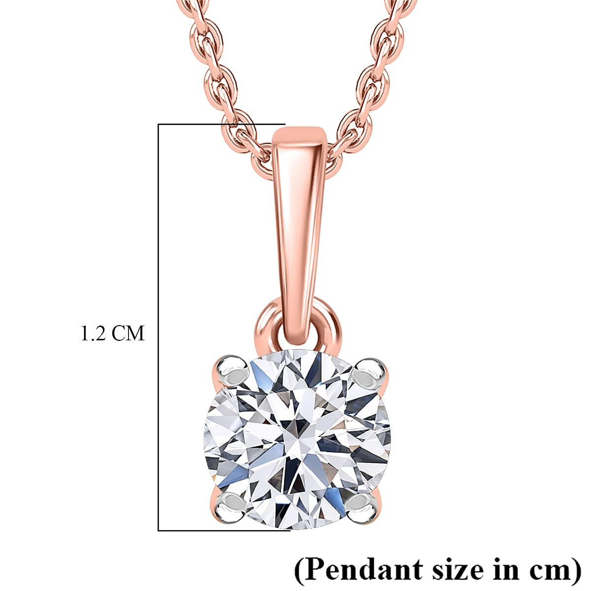 LUXURIANT 0.50 Ct. Lab Grown Diamond Solitaire Pendant with Torn Chain 19DC (Size 20) in 18K Vermeil Rose Gold Over Sterling Silver (SI-GH) 4428218 6