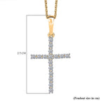 Luxuriant Lab Grown Diamond (SI-GH) Cross Pendant with Chain (Size 20) in 18K Vermeil Yellow Gold Plated Sterling Silver 0.50 Ct.