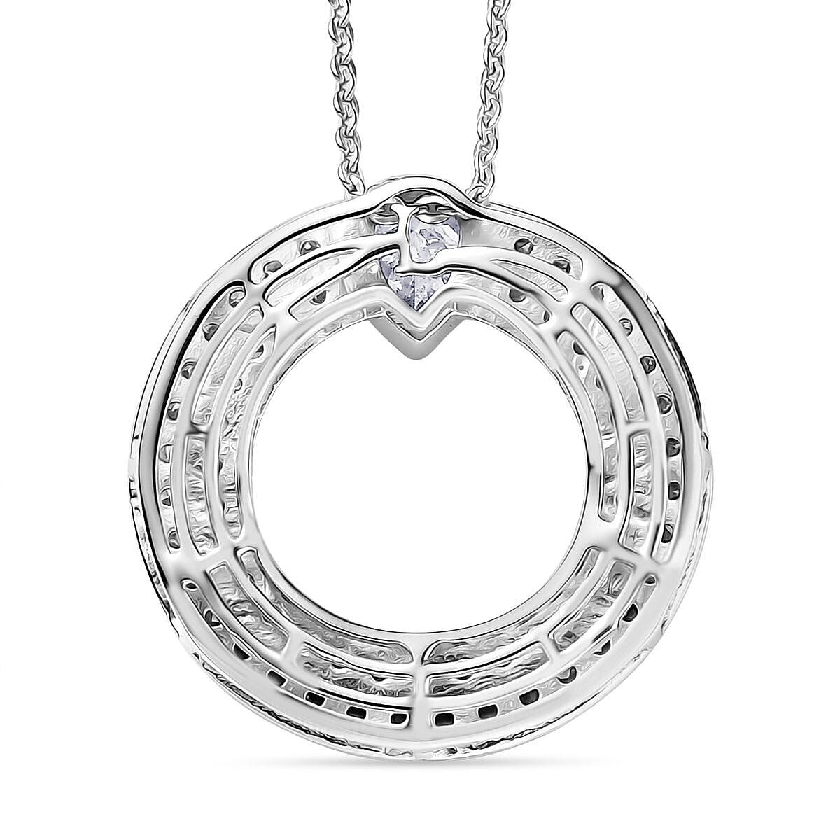 LUXURIANT 1 Ct. Lab Grown Diamond Circle Pendant with Chain in Rhodium Overlay Sterling Silver 4424247 5