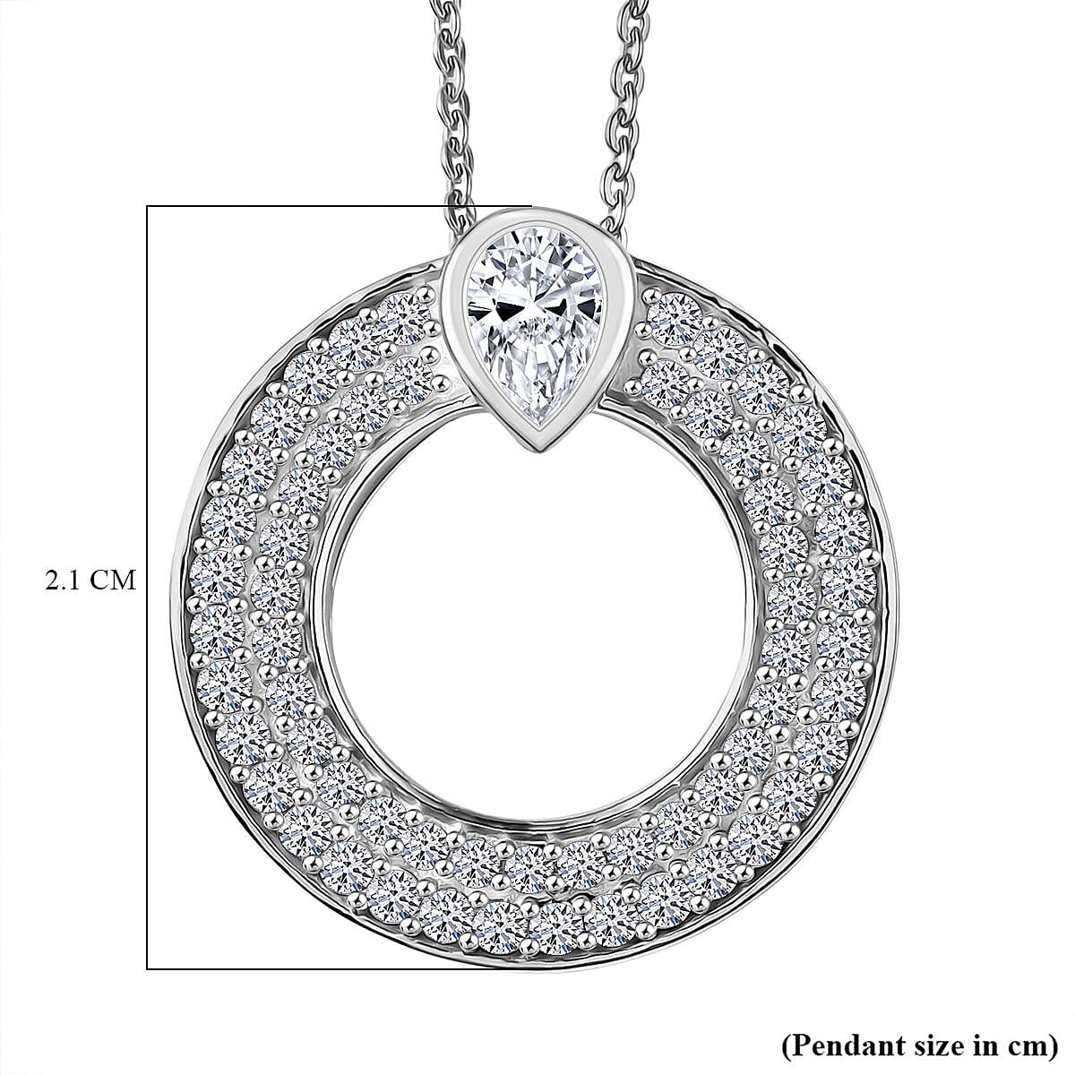 LUXURIANT 1 Ct. Lab Grown Diamond Circle Pendant with Chain in Rhodium Overlay Sterling Silver 4424247 6