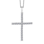 Luxuriant Lab Grown Diamond (SI-GH) Cross Pendant with Chain (Size 20) in Rhodium Overlay Sterling Silver 1.00 Ct.