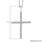 Luxuriant Lab Grown Diamond (SI-GH) Cross Pendant with Chain (Size 20) in Rhodium Overlay Sterling Silver 1.00 Ct.