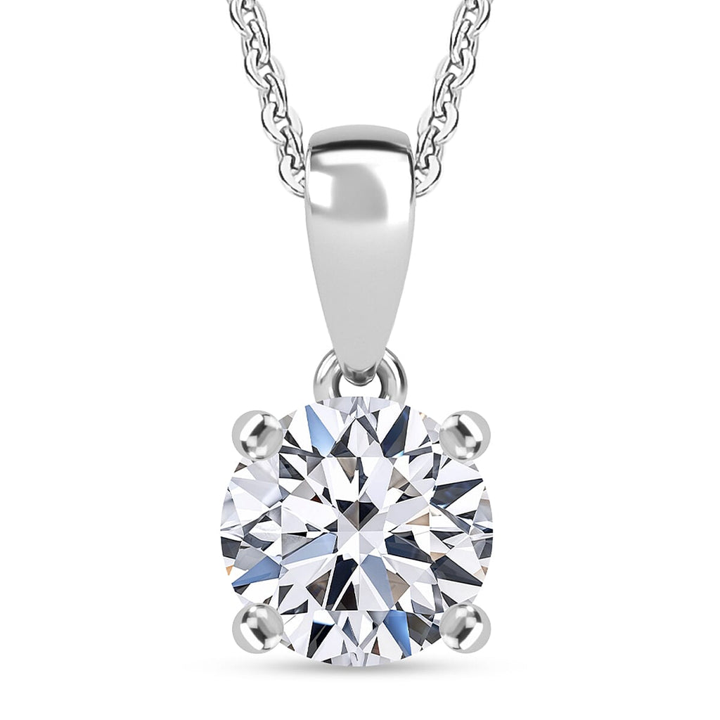 Luxuriant Lab Grown Diamond (SI-GH) Pendant with Chain (Size 20) in Rhodium Overlay Sterling Silver 1.05 Ct.