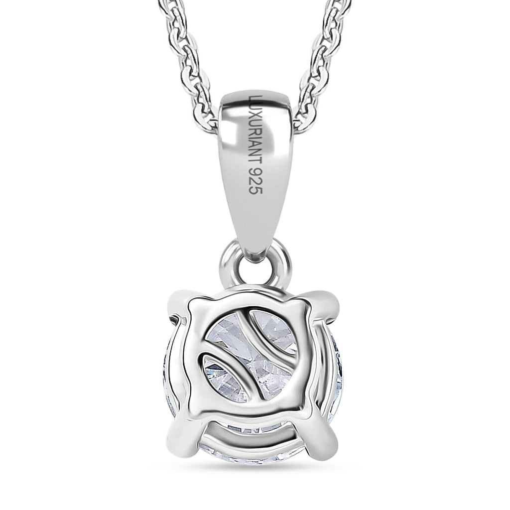Luxuriant Lab Grown Diamond (SI-GH) Pendant with Chain (Size 20) in Rhodium Overlay Sterling Silver 1.05 Ct.