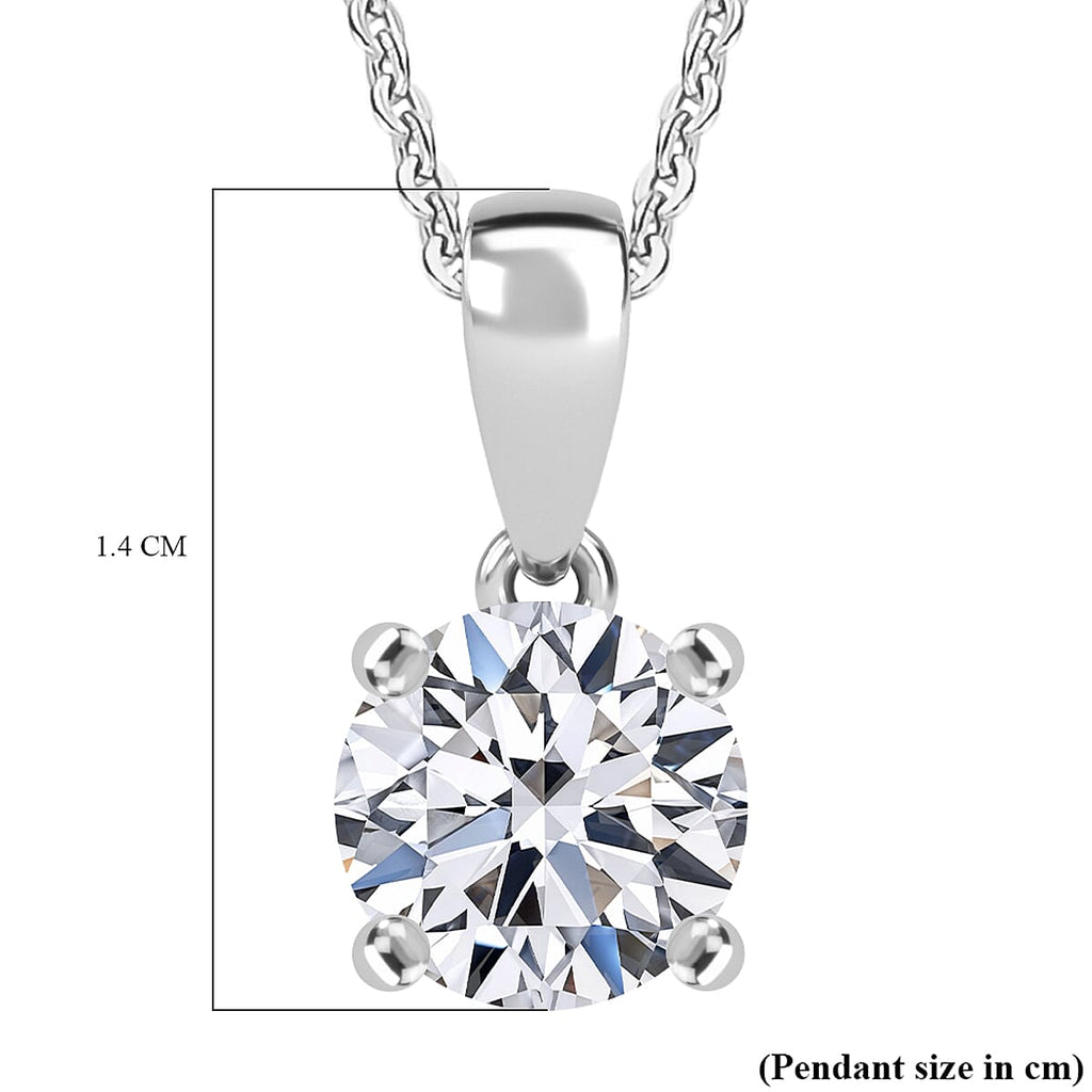 Luxuriant Lab Grown Diamond (SI-GH) Pendant with Chain (Size 20) in Rhodium Overlay Sterling Silver 1.05 Ct.