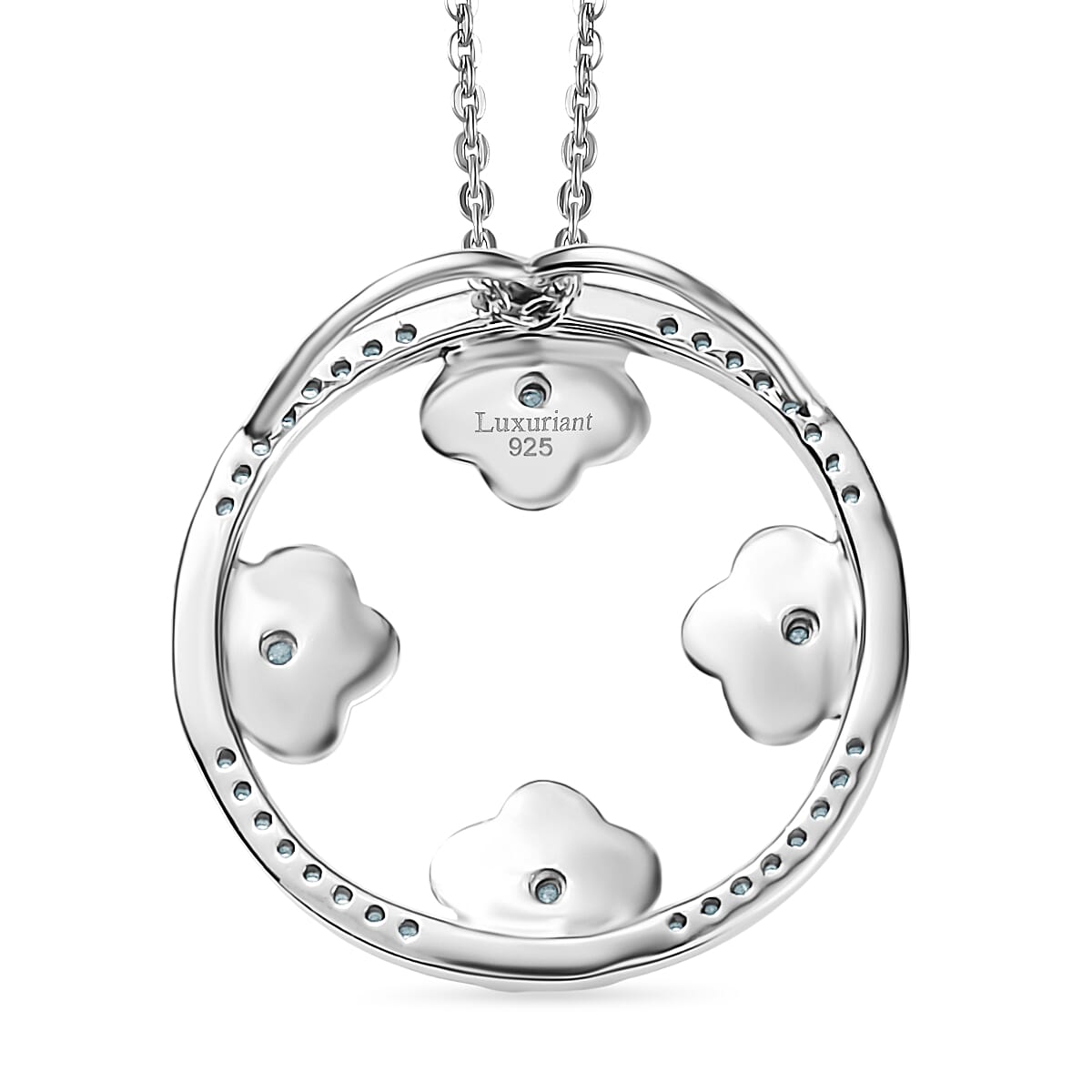 LUXURIANT SI/GH Lab Grown Diamond Open Circle Floral Pendant with Chain (Size 20) in 18K Vermeil Yellow Gold, Rose Gold and Rhodium Plated Sterling Silver 4388822 5
