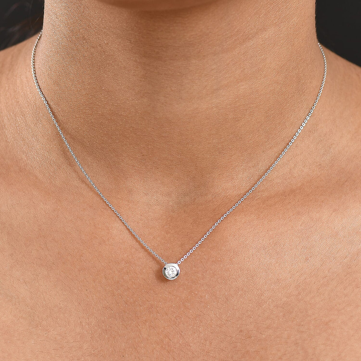 Luxuriant Lab Grown Diamond Solitaire Pendant with Chain in Rhodium Overlay Sterling Silver (0.25 Ct.) 4422605 3