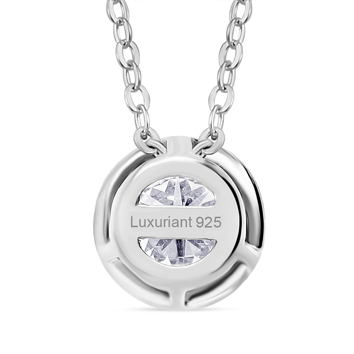 Luxuriant Lab Grown Diamond Solitaire Pendant with Chain in Rhodium Overlay Sterling Silver (0.25 Ct.) 4422605 5
