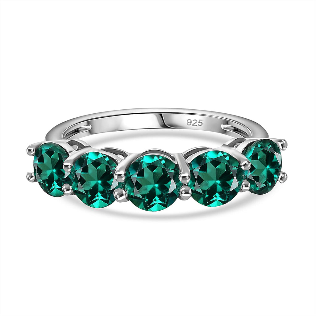 Lab Grown Emerald Ring in Platinum Overlay Sterling Silver 2.25 Ct.
