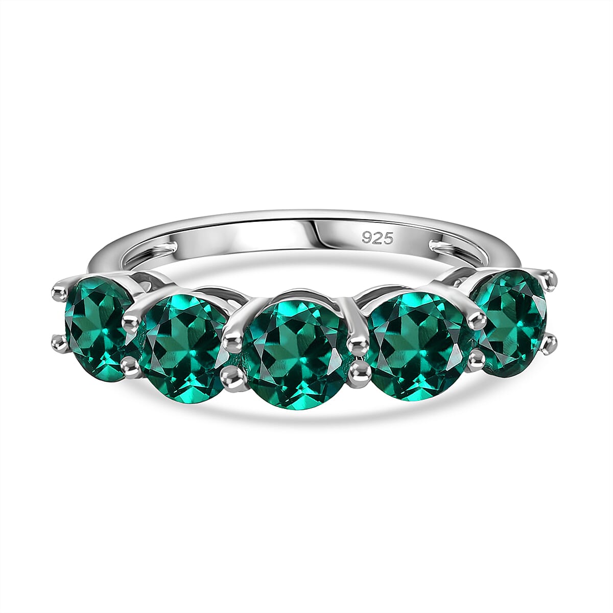 Lab Grown Emerald Ring in Platinum Overlay Sterling Silver 2.25 Ct. 8155415 0