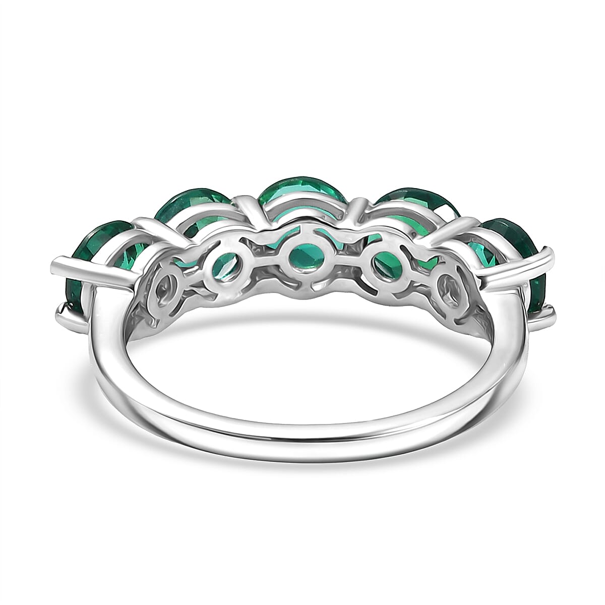 Lab Grown Emerald Ring in Platinum Overlay Sterling Silver 2.25 Ct. 8155415 5