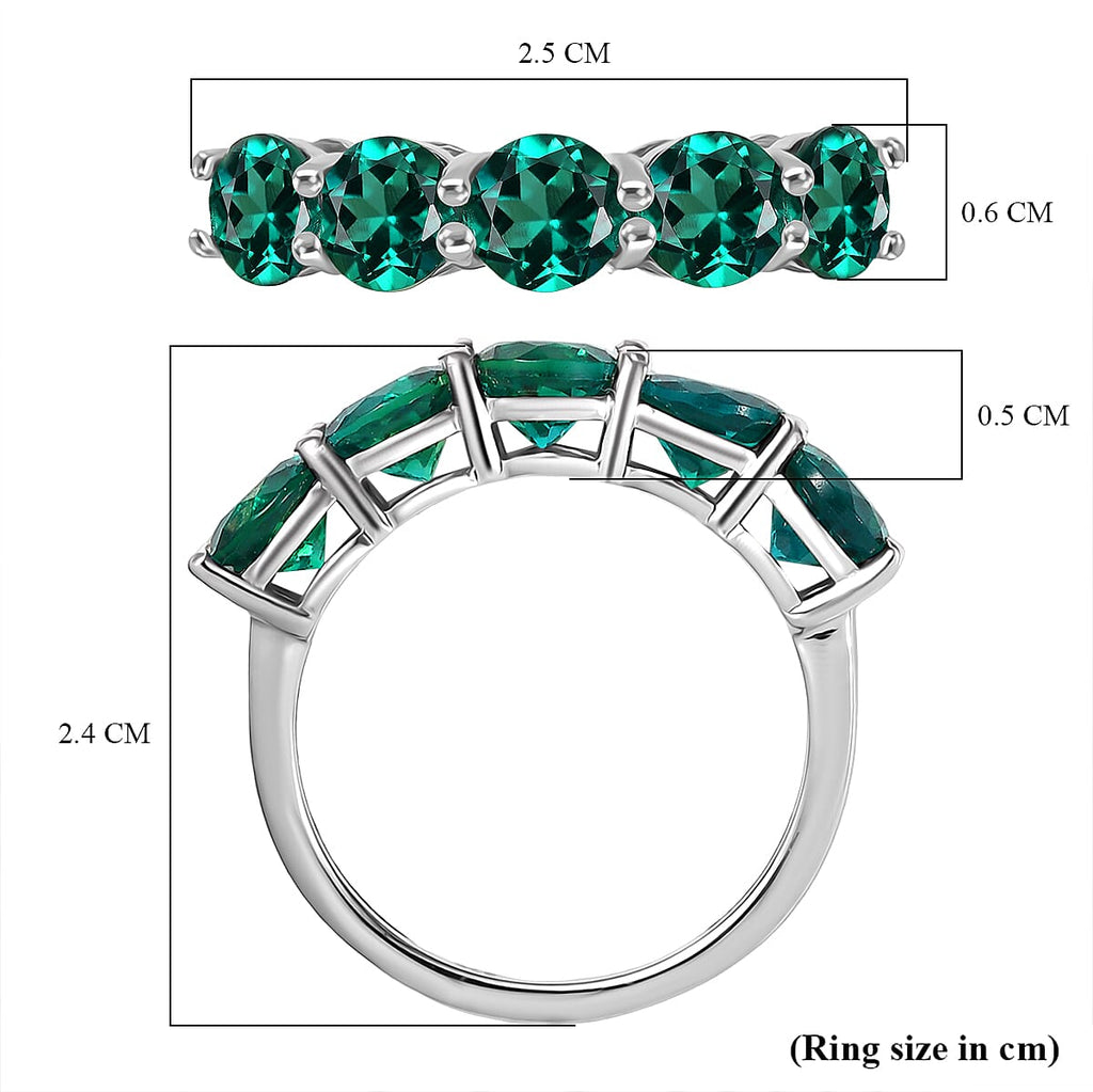 Lab Grown Emerald Ring in Platinum Overlay Sterling Silver 2.25 Ct.