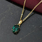 Lab Grown Emerald Pendant with  Chain (Size 20) in 18K Vermeil Yellow Gold Plated Sterling Silver