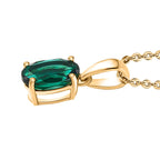 Lab Grown Emerald Pendant with  Chain (Size 20) in 18K Vermeil Yellow Gold Plated Sterling Silver