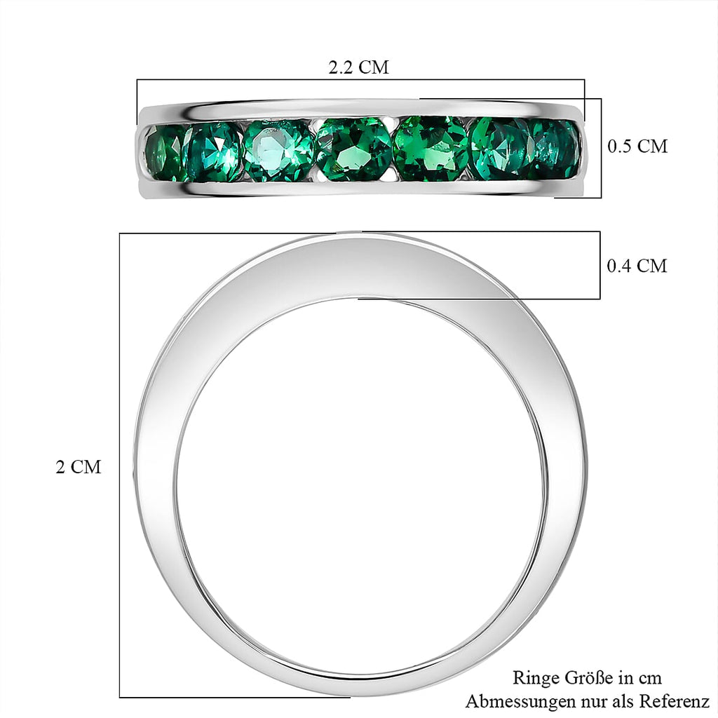 Lab Grown Emerald Channel Set Ring in Platinum Overlay Sterling Silver 1.14 Ct.