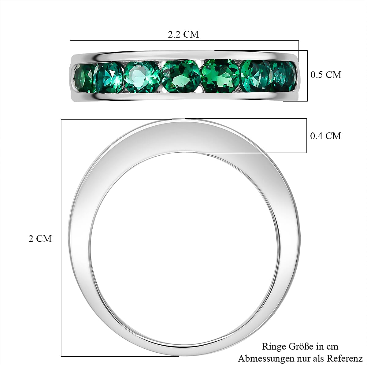 LUXURIANT Lab Grown Emerald Half Eternity Ring in Platinum Overlay Sterling Silver 1.20 Ct. 8155428 6